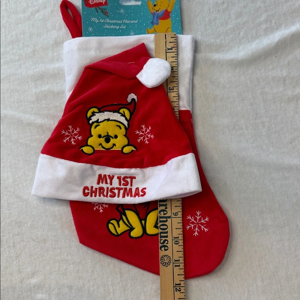 Disney Winnie The Pooh “My First Christmas Hat & Stocking Set”